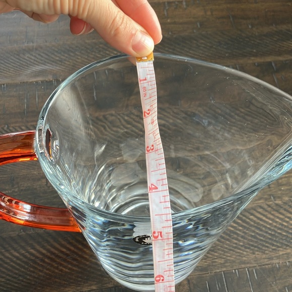 New Vtg Pasabahce 1.24L pitcher with orange handle - Picture 7 of 9